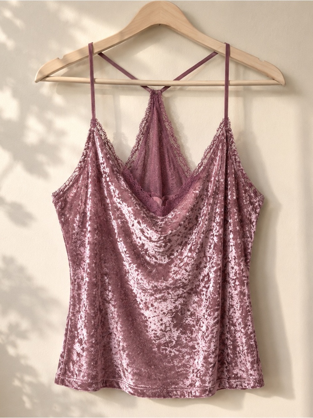 Y2K Secret Treasures Dusty Rose Velvet Lace Cami XL Whimsigoth